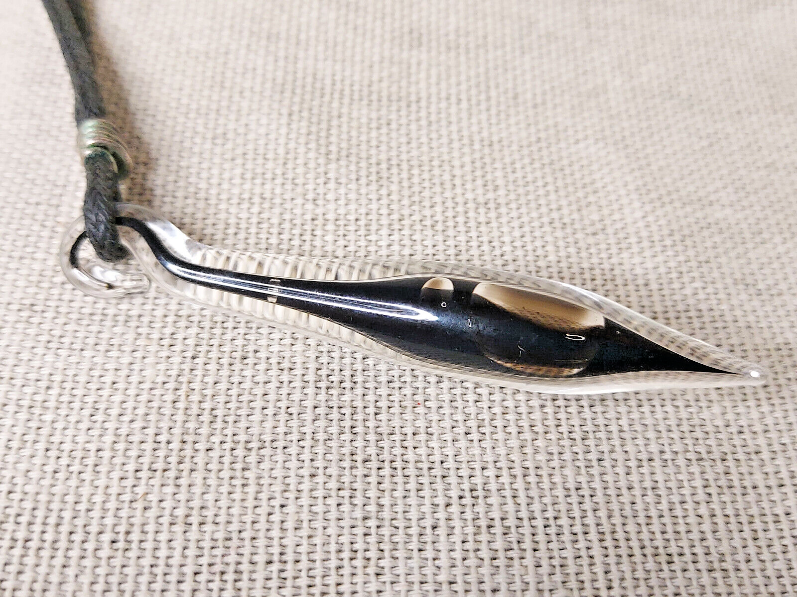 Mouth Blown Glass Pendent With Black Ink Filling - $25.12