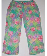 JOSIE NATORI Sheer MESH Night PYJAMA Pants LOUNGEWEAR Floating FLOWERS - $1,307.19 MXN