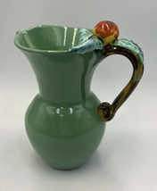 Italian Green Small Pitcher Signed Cherry Leaves Italy READ - £16.11 GBP