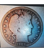 ½ Half Dollar Barber 90% Silver U.S Coin 1908 S San Francisco Mint 50C K... - £50.54 GBP
