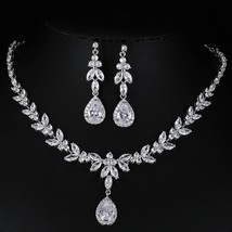 Classic Dubai Gold Color Cubic Zircon Jewelry Sets for Women Water Drop CZ Brace - £37.38 GBP