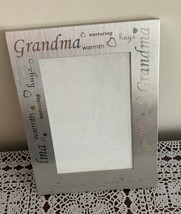 Photo Frame Grandma Themed Metal 6 x 8 Inch Holds One 3 x 5 In Photo Silver Tone - £9.43 GBP