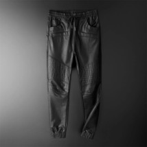 Pantalon de jogging en cuir pour homme Noir 100 % pur cuir d&#39;agneau... - £123.35 GBP