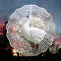 Beautiful White Peacock Wind Spinner 10&quot; /w FREE Shipping - £19.66 GBP