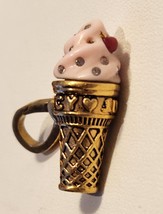 Juicy Couture Charm Pendant Pink Ice Cream Cone Rhinestones Gold Tone Se... - $34.95