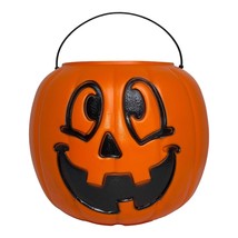 Vtg General Foam Plastics Orange Halloween Pumpkin Trick or Treat Candy Bucket - £8.80 GBP