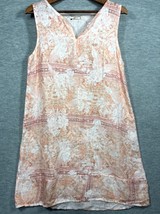 Terzo Millennio Womens Dress M 100% Linen Sleeveless Tunic Peach Floral - $461.73 MXN