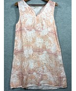 Terzo Millennio Womens Dress M 100% Linen Sleeveless Tunic Peach Floral - $461.11 MXN