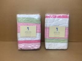 Pottery Barn Kids Set of 2 Spring Stripe Quilted Shams Standard Pink White Green - $59.99