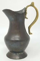 Pitcher Brass Ring Handled Vintage Small Handmade Metal  - $18.95