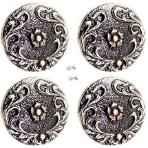 Set of 4 Screw Back Conchos Western Saddle 1-1/4" Floral Silver Conchos ... - $24.74