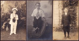Young Boys in Classic Victorian Era Attire (3) RPPC Pre-1920 Photo Postc... - $12.25