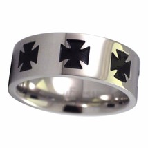 Maltese Cross Ring Mens Stainless Steel Knights Templar Biker Band Sizes 12-13 - £7.98 GBP