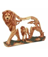 Ebros Large Faux Wood Majestic African Savannah Pride Lion Scene Sculpture - £27.72 GBP