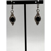 Vintage 925 Sterling Silver Navajo C. Jones Emerald Earrings RARE - $170.78