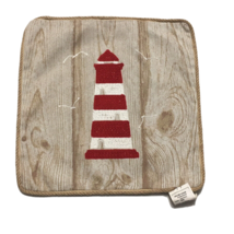 Throw Pillow Cover 14&quot; X 14&quot; Lighthouse Wood Nautilus Beach Theme - £4.87 GBP