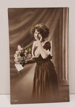 RPPC Art Nouveau Pretty Female Model Hand Tinted Photo 1912 Postcard C4 - £10.41 GBP