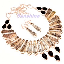 Black Rutile Black Spinel Gemstone Handmade Ethnic Necklace Jewelry 18&quot; SA 3455 - £25.69 GBP