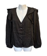 Marine Layer Rory Ruffle Sleeve Blouse Charcoal Size Large New with tags - £32.76 GBP