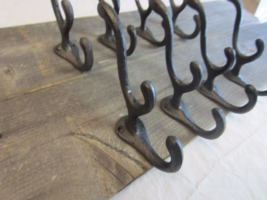 8 Cast Iron TRIPLE SCHOOL Style Coat Hooks Hat Hook Rack Hall Tree Tack ... - £29.31 GBP