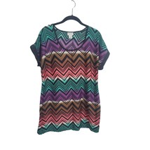 Motherhood Maternity Blouse Medium Womens Geometric Print Short Sleeve Multicolo - £12.13 GBP