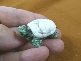 (Y-TUR-LAT-588) White + Green 2 Piece Tortoise Turtle Carving Figurine Gemstone - £10.99 GBP