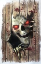 Gothic Horror-Peeping Redeye Skull-Wall Sticker Floor Cling Halloween De... - $4.92