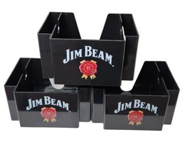 Jim Beam Whiskey Bar Caddy Black Acrylic Plastic Napkin Straw Holder Bra... - $7.99