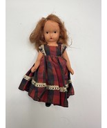 Vintage 1950s Nancy Ann Style Hard Plastic Doll – 7&quot; Red Plaid Dress – S... - $332.54 MXN