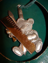  Gloria Duchin pewter Teacher Ornament w/ free Angel pin teddy bear  - £7.75 GBP