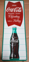 Embossed Tin Coca Cola Fishtail Sign Enjoy That Refreshing New Feeling 3... - $157.67