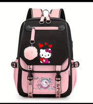 Hello Kitty Backpack 17.2 Sanrio Red Bows Girls Black - £30.89 GBP