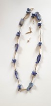 Vintg. Costume Jewelry Broken Necklace Blue Colored Mother Of Pearl Needs Repair - £17.36 GBP