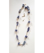 Vintg. Costume Jewelry BROKEN Necklace Blue Colored Mother of Pearl NEED... - €18,77 EUR