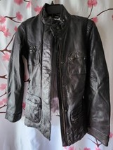 Gap Women&#39;s Black 100% Genuine Leather Belted Zipper Moto Jacket Coat Si... - £118.51 GBP