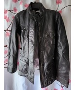 Gap Women&#39;s Black 100% Genuine Leather Belted Zipper Moto Jacket Coat Si... - £118.52 GBP