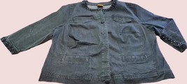 Elegant Ruby Rd. Woman Denim Jacket with Beaded Accents - $14.50