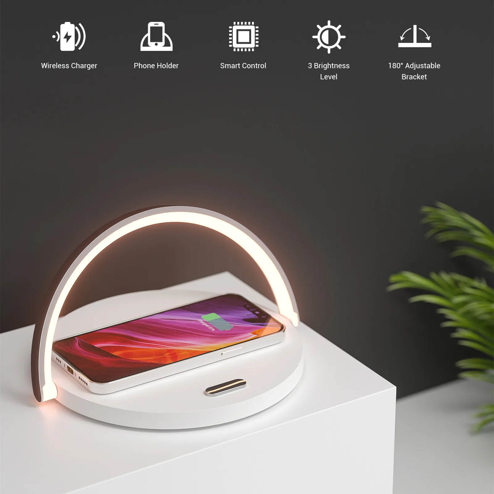 Wireless Charger Table Lamp Bedroom Lamp Support for IPhone Samsung Huawei - $26.94