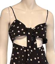 White Fox Polka Dot Dress Black White Women&#39;s Medium Cut Out Tie Top Mini - £11.88 GBP