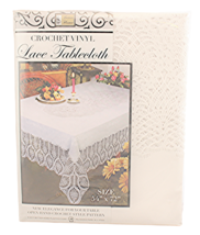 Crochet Vinyl Lace Tablecloth  54 wide X 72 &quot; Long  White Dining Formal - $17.77