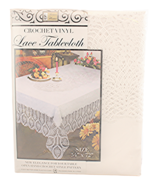 Crochet Vinyl Lace Tablecloth  54 wide X 72 &quot; Long  White Dining Formal - £13.97 GBP