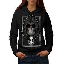 Wellcoda Clock Metal Death Skull Womens Hoodie, Dead Casual Hooded Sweatshirt - £28.73 GBP