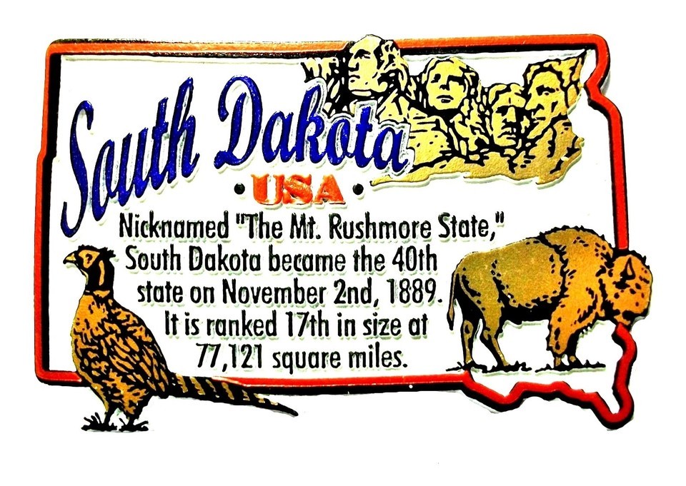 South Dakota the Mt. Rushmore State Outline Montage Fridge Magnet - $6.99