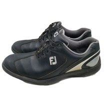 FootJoy Sport Golf Size 11 Shoes 58038 Black Leather Waterproof Soft Spike - £31.54 GBP