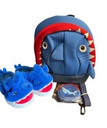 NWT Yisibo Kids Blue Shark Backpack &amp; Blue Shark Slippers Size 11.5 T Bu... - £27.15 GBP