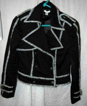 Womens Cache Size 10 Black Jacket Gray Accent Silver Button - £19.68 GBP
