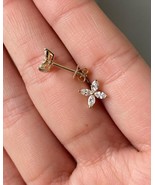  925 Silver Marquise Cut Moissanite Stud 925 Silver Solitaire Floral Ear... - $258.05 CAD