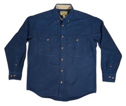 Cabela&#39;s Deerskin Soft Chamois Shirt Mens Blue Flannel Long Sleeve Button Med - £27.24 GBP