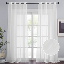 Living Room Crushed Sheer Window Treatment Grommet Voile Panels, 95 Inch... - £33.54 GBP