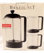 Bodum Brazil French Press Coffee Maker 3PC Set Black &amp; Clear Glass No. K... - $17.75